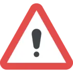 Red triangular warning sign with a bold exclamation mark in the center, indicating caution.